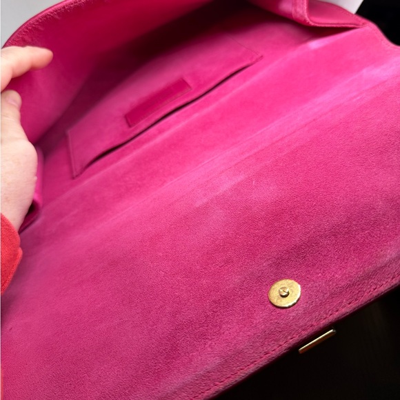 Yves Saint Laurent Clutch Fuchsia with Gold Accent, suede interior - Picture 4 of 6